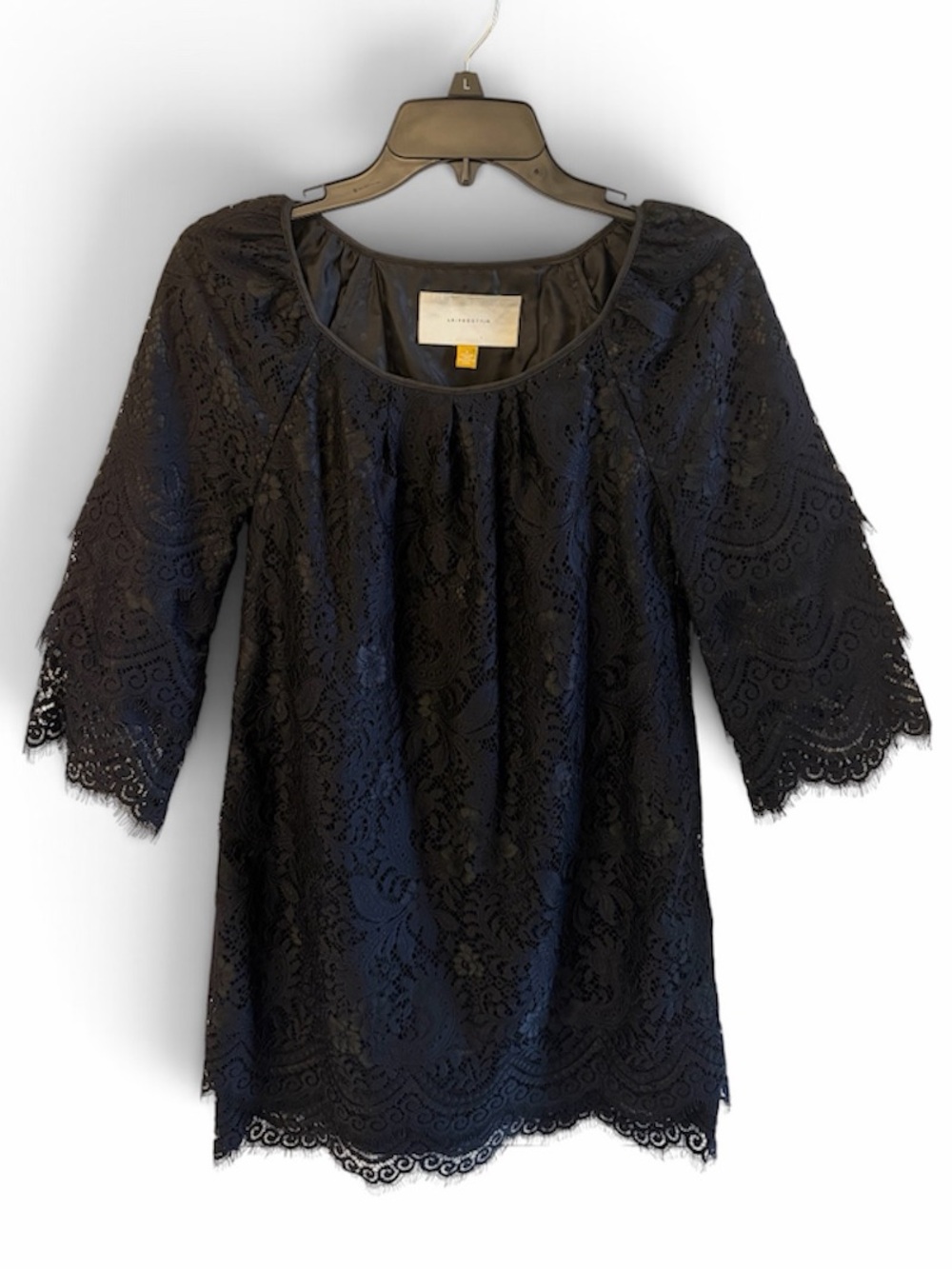 Anthropologie Leifsdottir Black Lace Shift Dress or Tunic, SZ 4